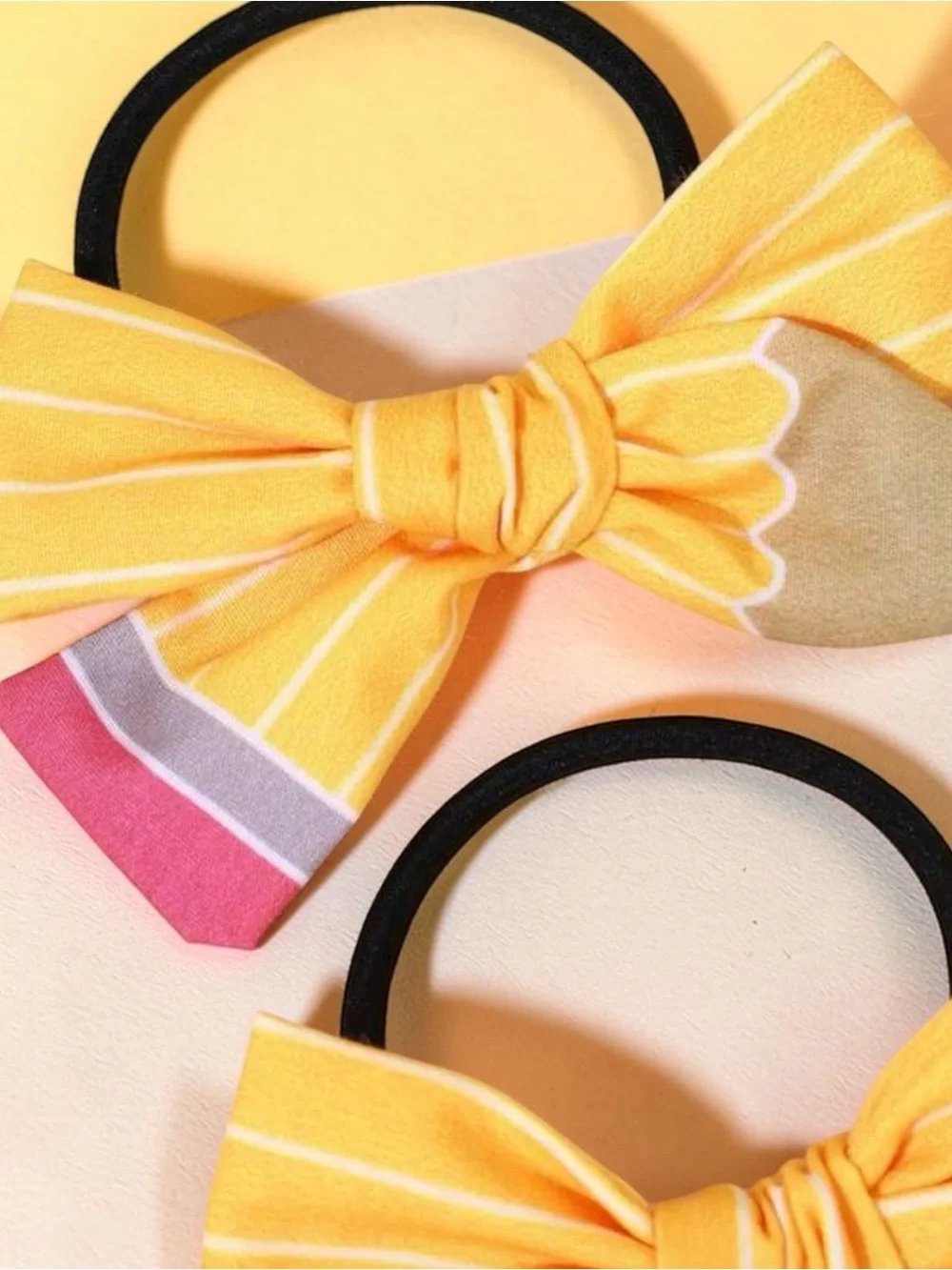 kids Handmade Pencil Hair Tie Back to School Bow Ponytail Holder